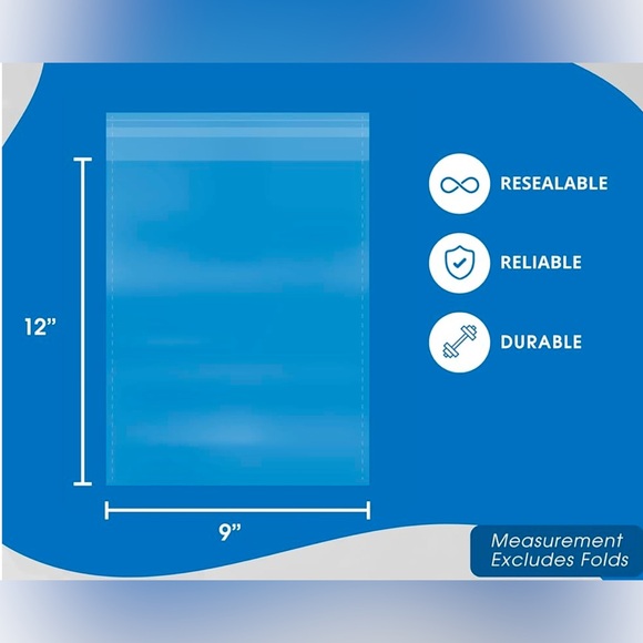 9" X 12” Clear Resealable Cello Poly Bags 200 Count - Picture 2 of 4